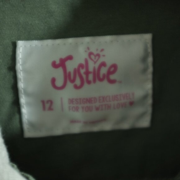 Justice girls green utility jacket with grey hood 12 - Picture 4 of 7